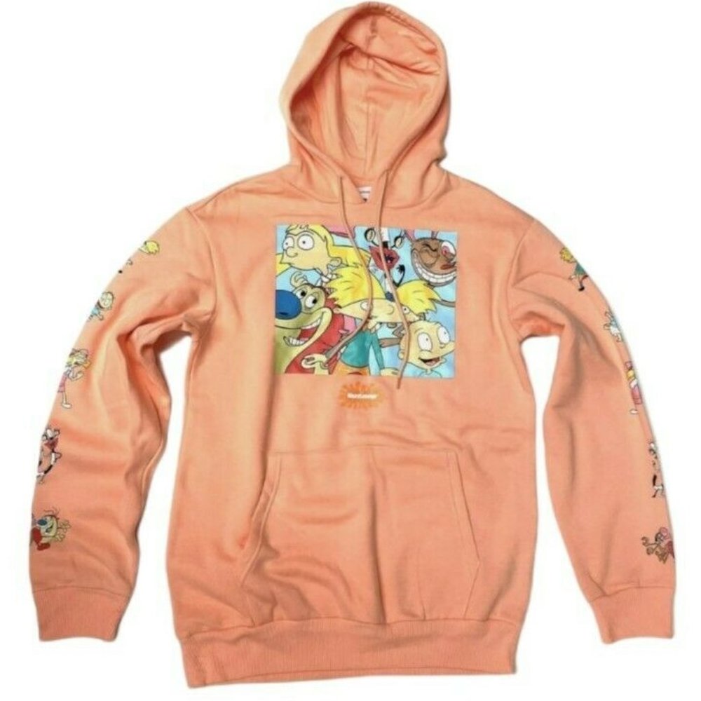Nickelodeon Hoodie Hey Arnold Rugrats Ren Stimpy Sweatshirt 90’s Cartoons XL